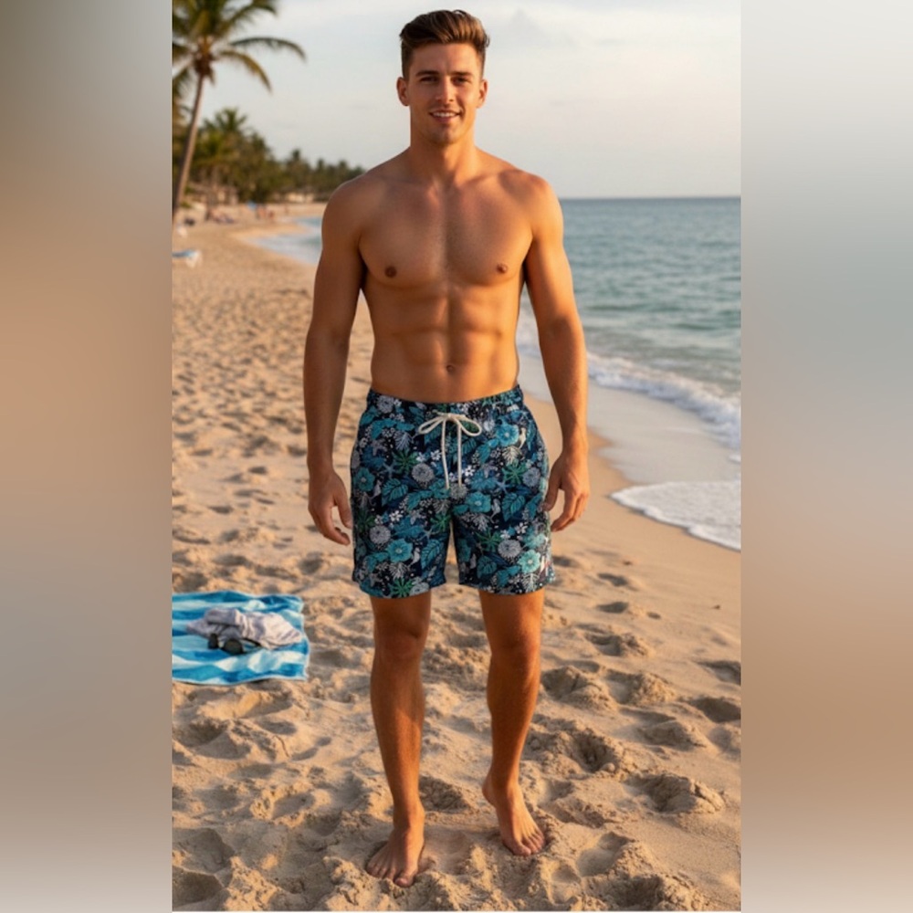 Nautica Tropical Blue Floral Board Shorts